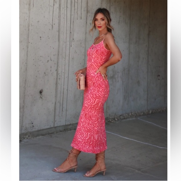 Zara women’s knit swirl print maxi dress pink size small - Picture 5 of 13